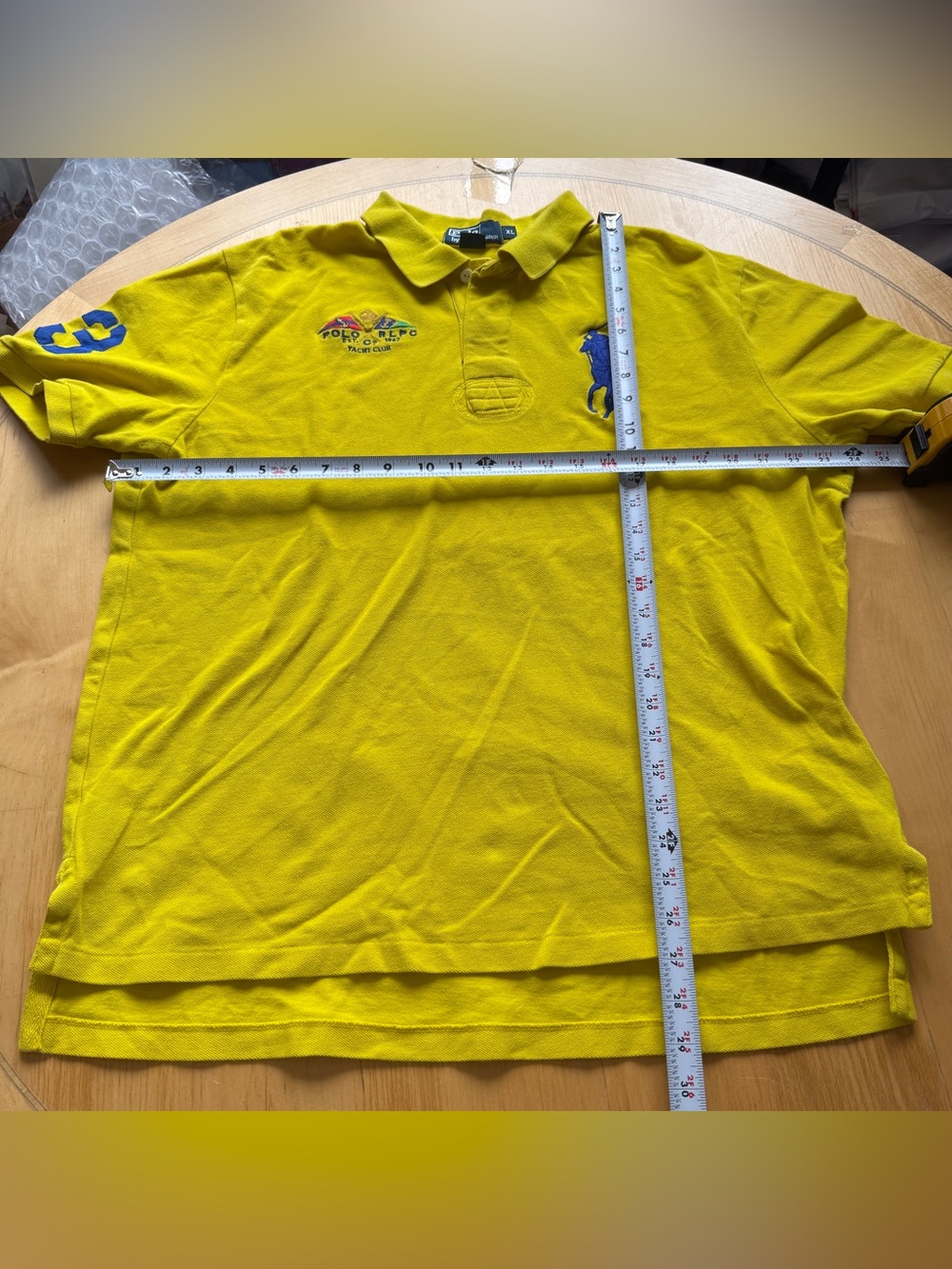 Polo Ralph Lauren Big Pony Yacht Club Polo Shirt XL Yellow Blue Rugby Preppy - Picture 11 of 11